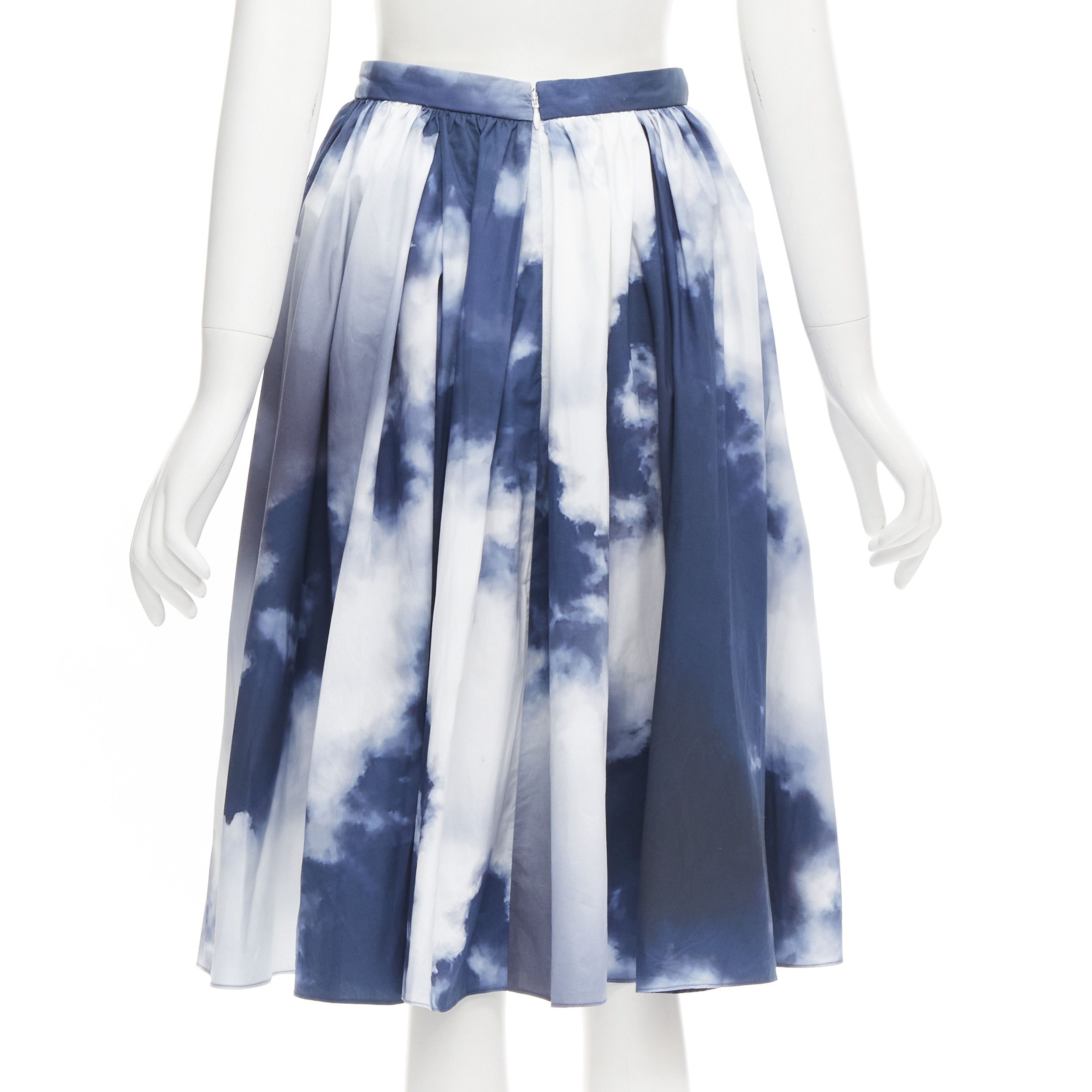 Alexander McQueen ALEXANDER MCQUEEN 2022 Sky cloud blue white A-line flared skirt IT38 XS Size 26" / US 2 / IT 38 - 5 Thumbnail