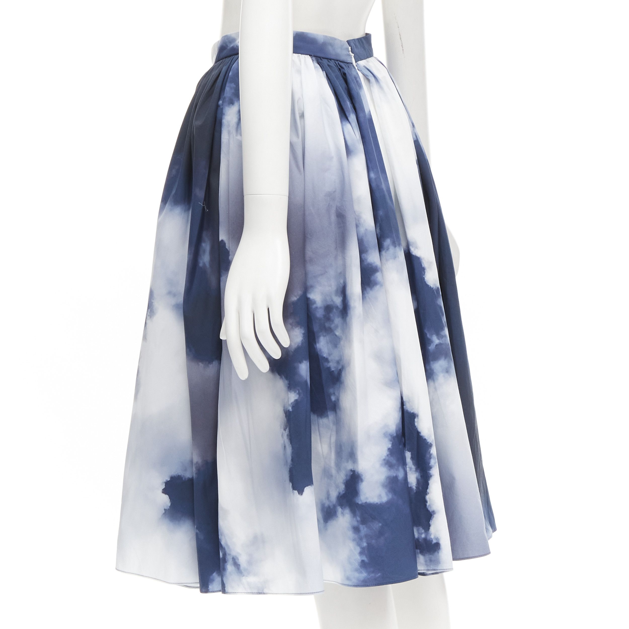Alexander McQueen ALEXANDER MCQUEEN 2022 Sky cloud blue white A-line flared skirt IT38 XS Size 26" / US 2 / IT 38 - 6 Thumbnail