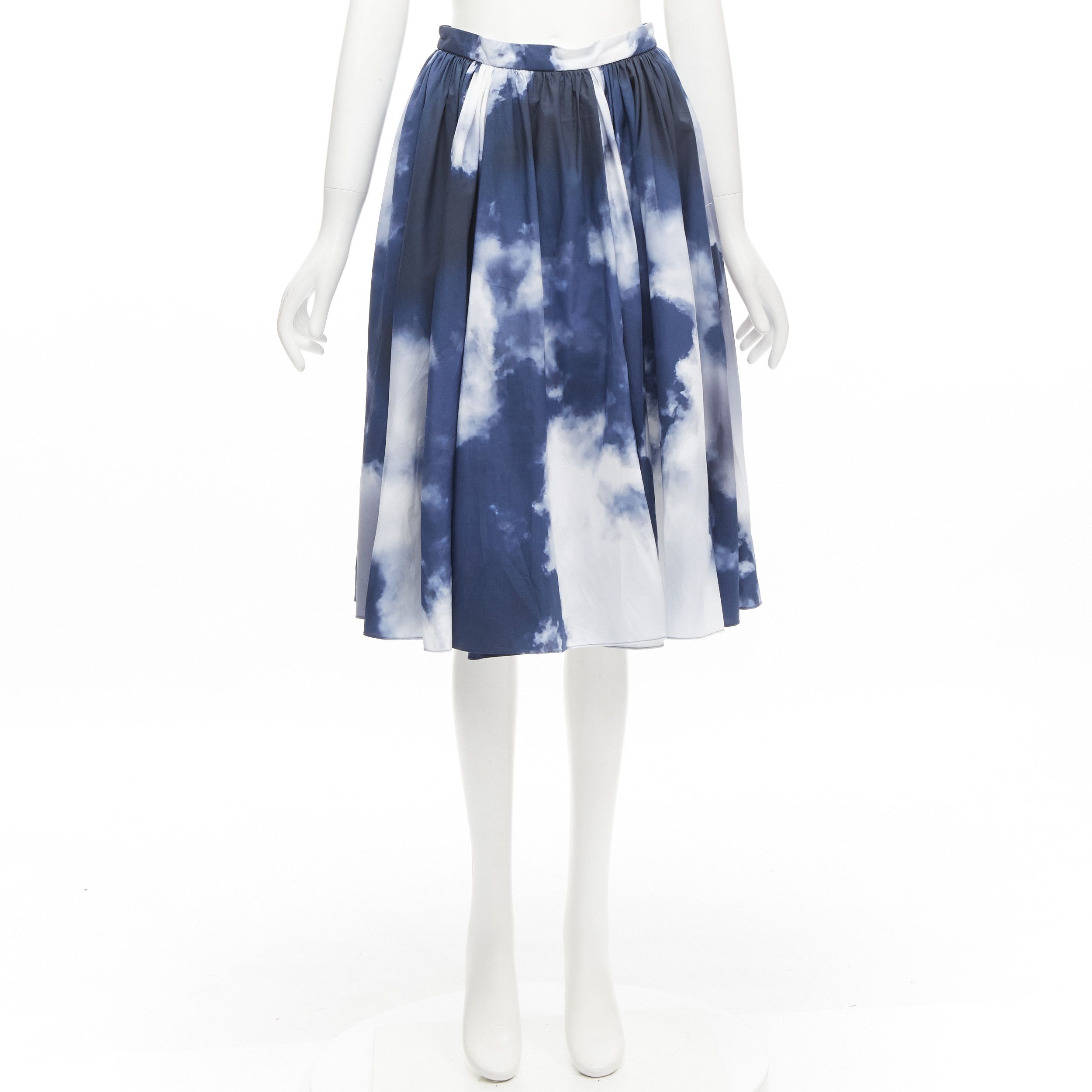 Alexander McQueen ALEXANDER MCQUEEN 2022 Sky cloud blue white A-line flared skirt IT38 XS Size 26" / US 2 / IT 38 - 9 Thumbnail
