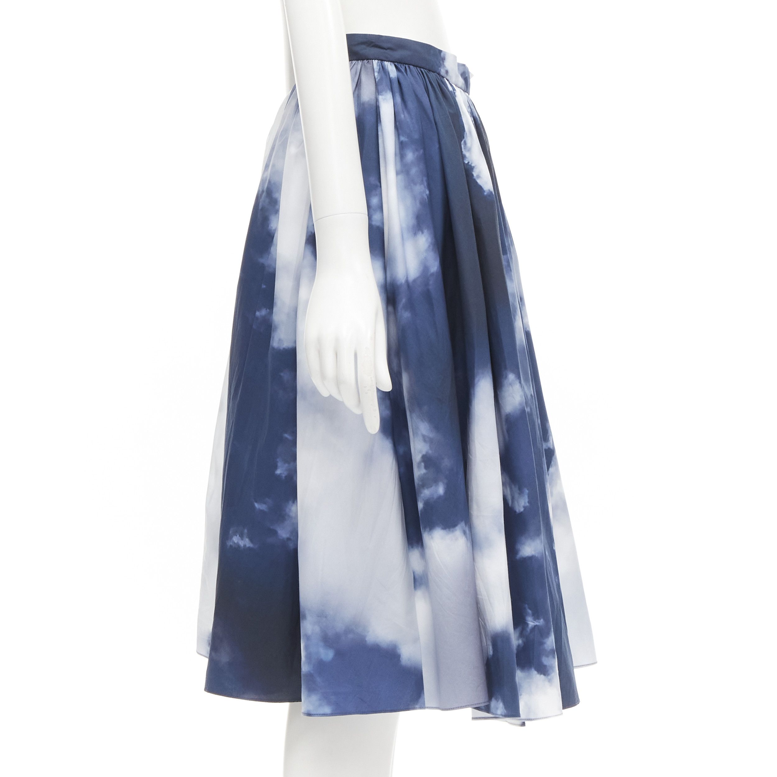 Alexander McQueen ALEXANDER MCQUEEN 2022 Sky cloud blue white A-line flared skirt IT38 XS Size 26" / US 2 / IT 38 - 4 Thumbnail