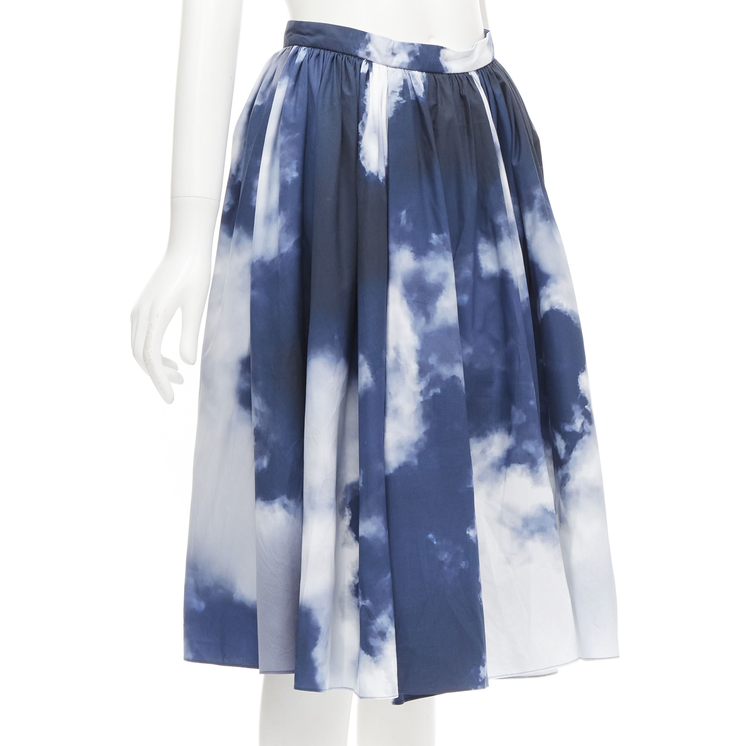 Alexander McQueen ALEXANDER MCQUEEN 2022 Sky cloud blue white A-line flared skirt IT38 XS Size 26" / US 2 / IT 38 - 3 Thumbnail