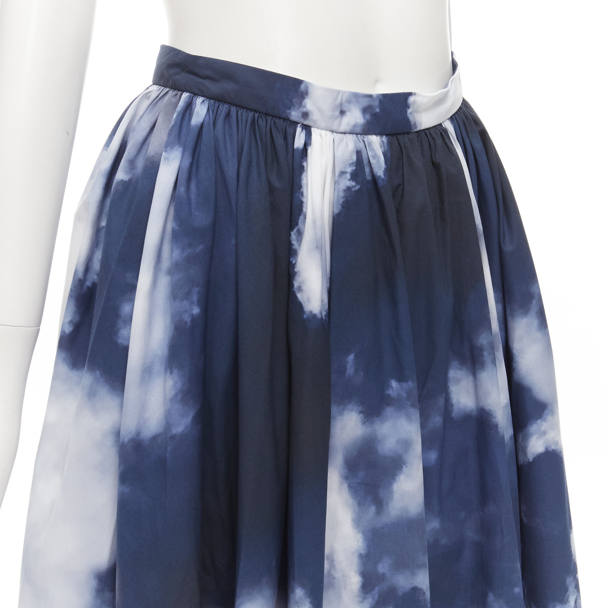 Alexander McQueen ALEXANDER MCQUEEN 2022 Sky cloud blue white A-line flared skirt IT38 XS Size 26" / US 2 / IT 38 - 2 Thumbnail
