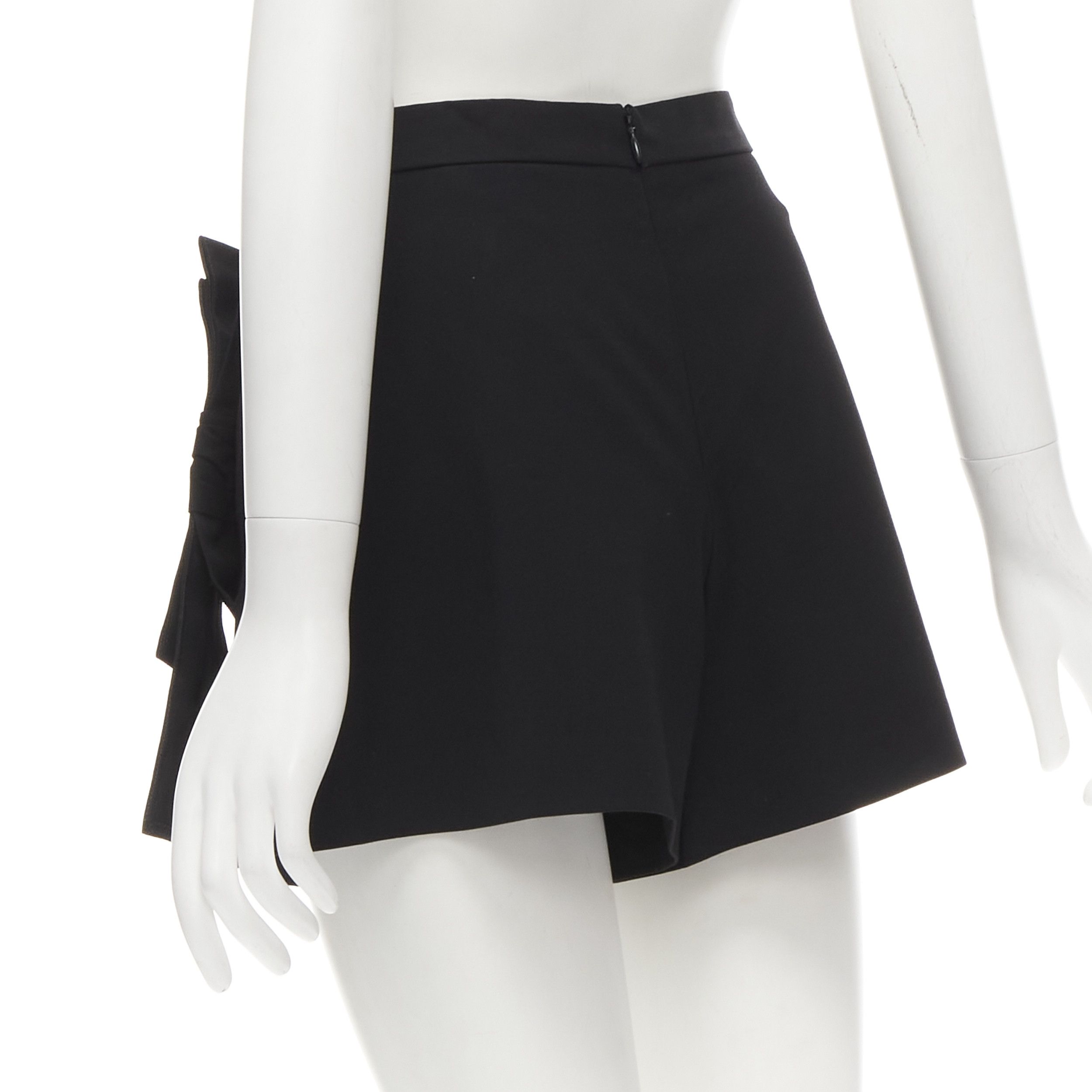 RED Valentino RED VALENTINO black viscose virgin wool XL bow high waist shorts IT38 XS Size 26" / US 2 / IT 38 - 6 Thumbnail