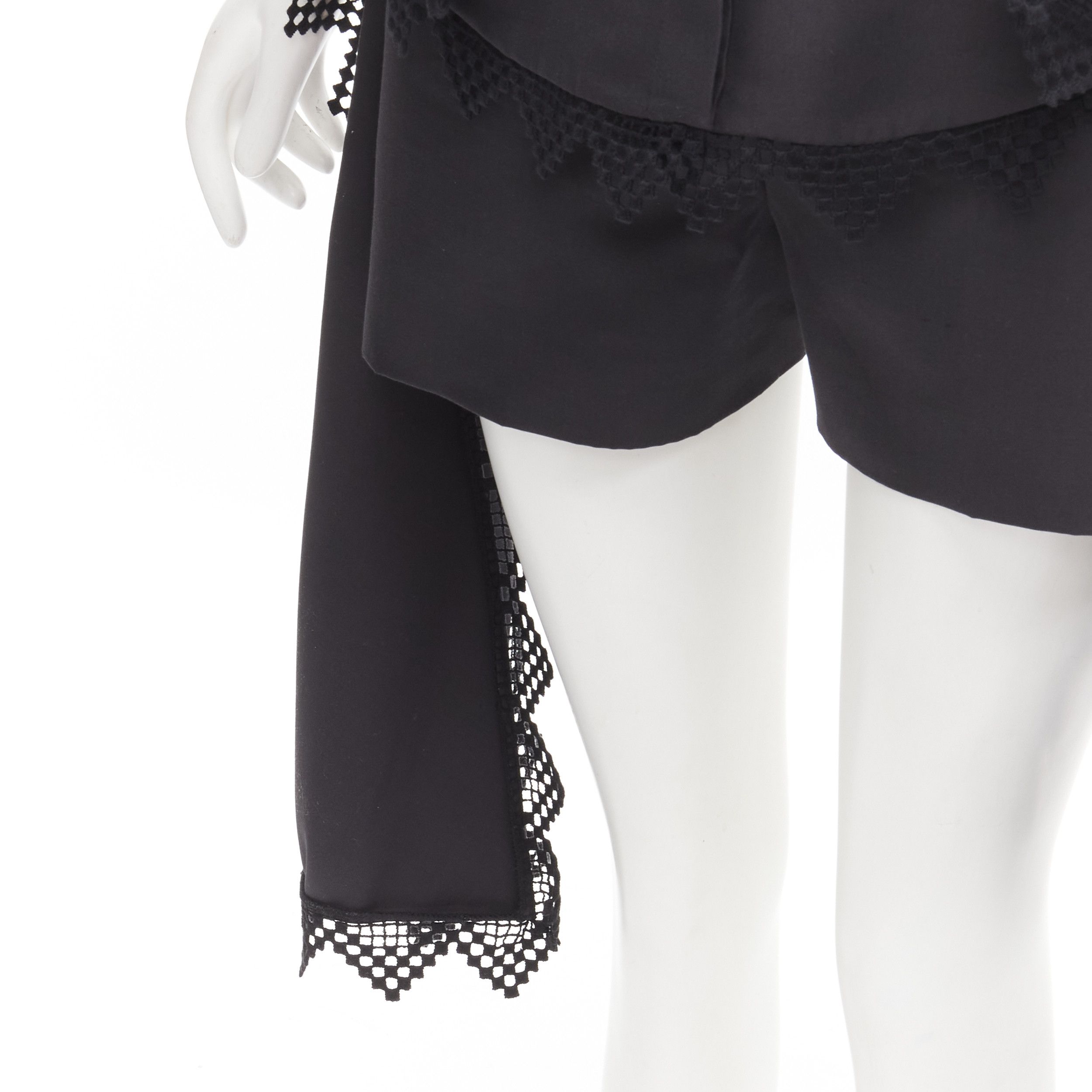 Alexander McQueen ALEXANDER MCQUEEN black lattice layered peplum high low draped shorts IT38 XS Size 26" / US 2 / IT 38 - 7 Thumbnail