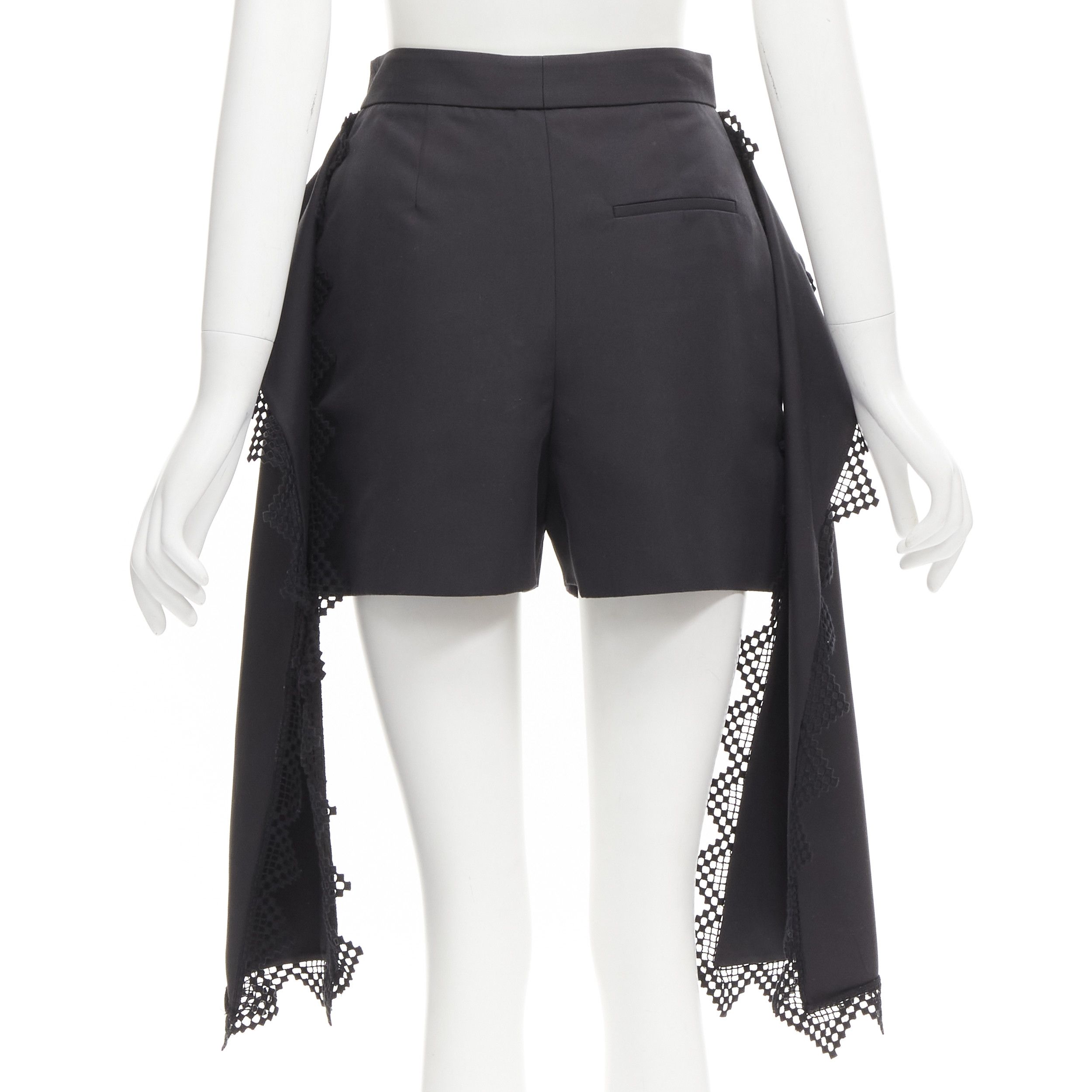 Alexander McQueen ALEXANDER MCQUEEN black lattice layered peplum high low draped shorts IT38 XS Size 26" / US 2 / IT 38 - 5 Thumbnail