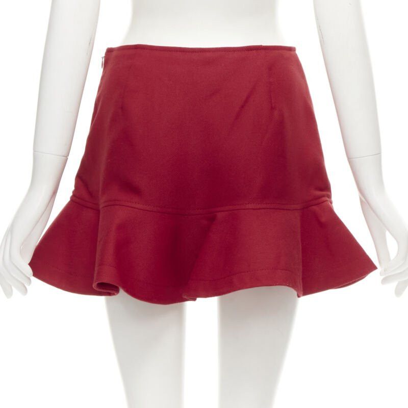 Valentino VALENTINO black beaded heart badge red twill flared frill shorts IT38 XS Size 26" / US 2 / IT 38 - 5 Thumbnail