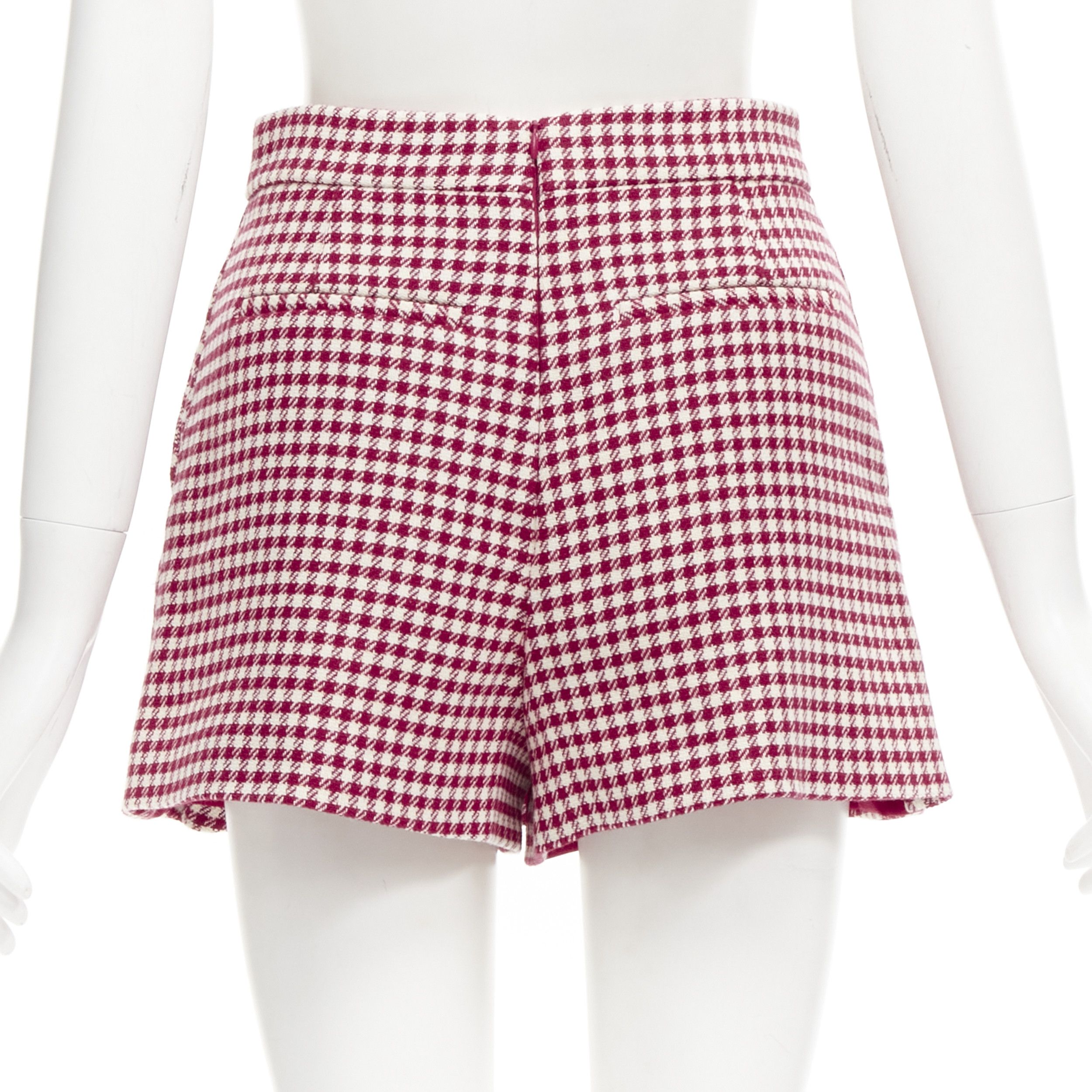 RED Valentino RED VALENTINO red white wool blend gingham pleated high waist skorts IT36 XXS Size 25" / US 0 / IT 36 - 5 Thumbnail