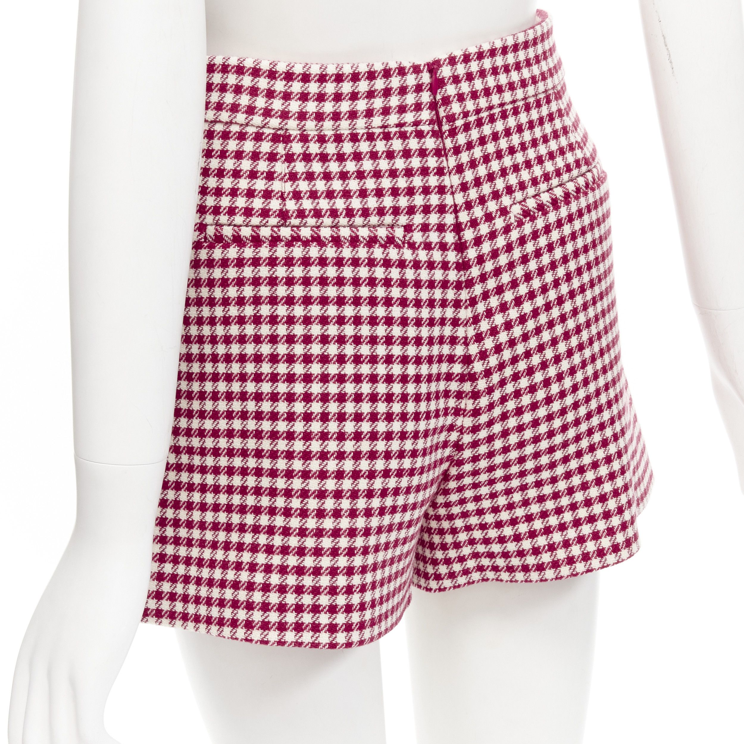 RED Valentino RED VALENTINO red white wool blend gingham pleated high waist skorts IT36 XXS Size 25" / US 0 / IT 36 - 7 Thumbnail