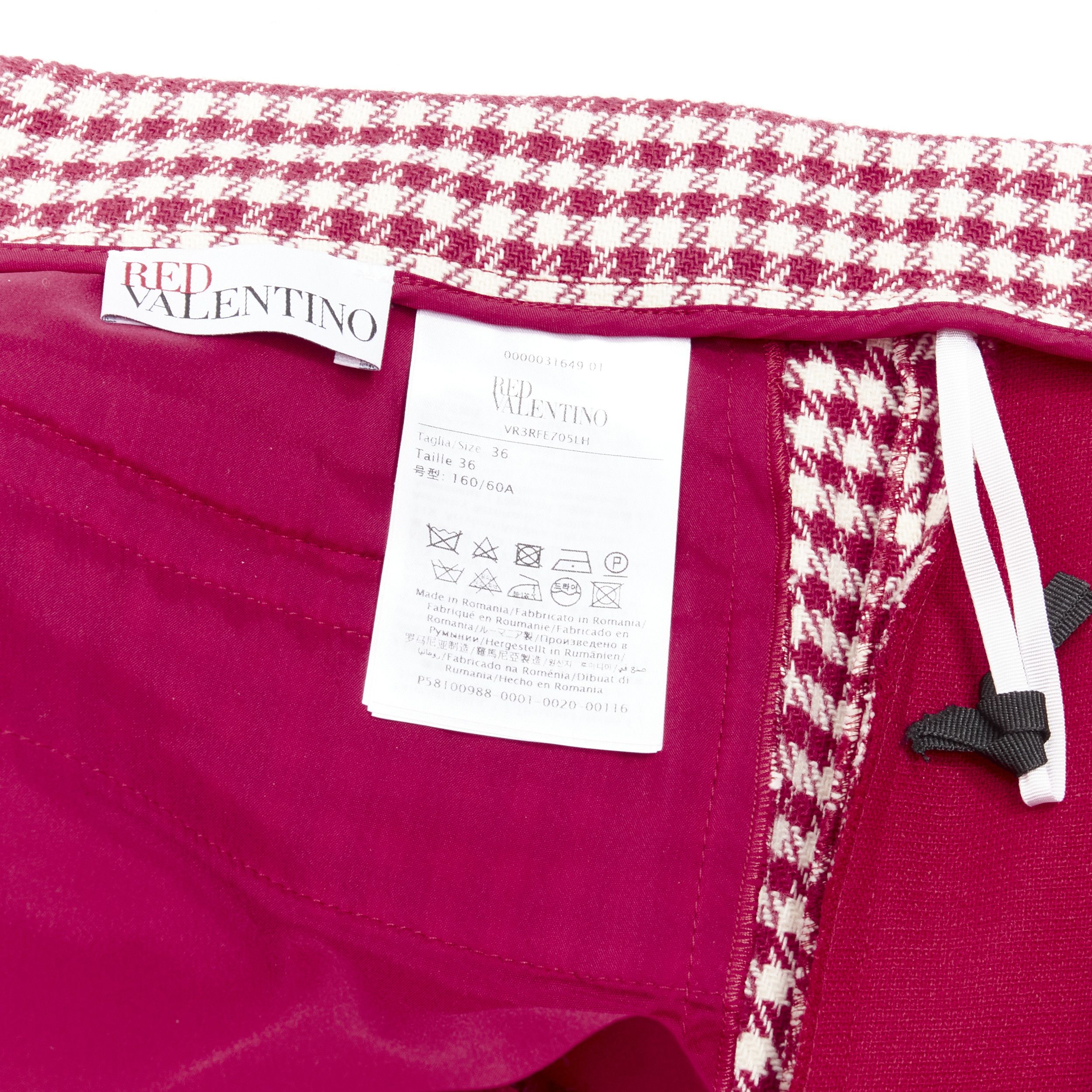 RED Valentino RED VALENTINO red white wool blend gingham pleated high waist skorts IT36 XXS Size 25" / US 0 / IT 36 - 8 Thumbnail