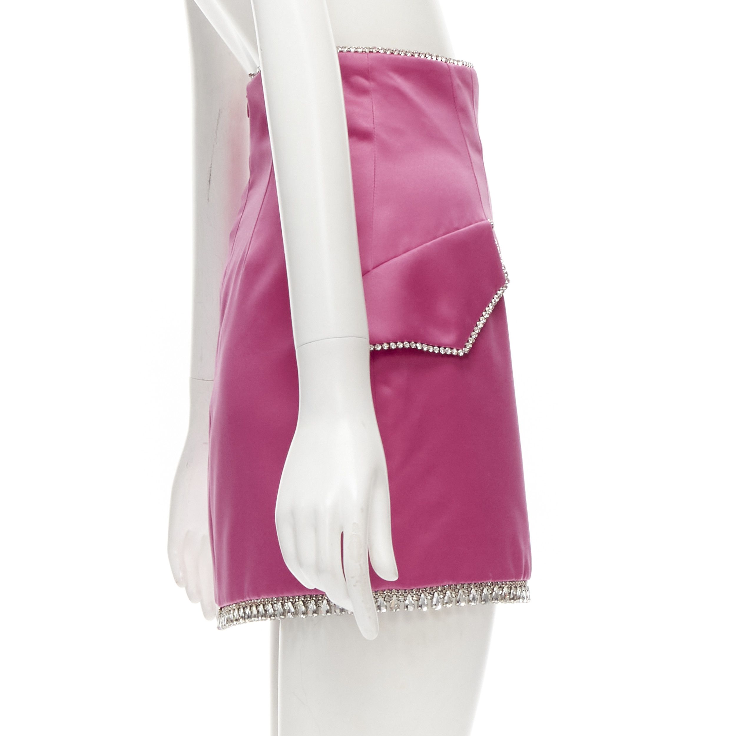 Other GIUSEPPE DI MORABITO pink satin bling crystal rhinestone mini skirt IT38 XS Size 26" / US 2 / IT 38 - 4 Thumbnail
