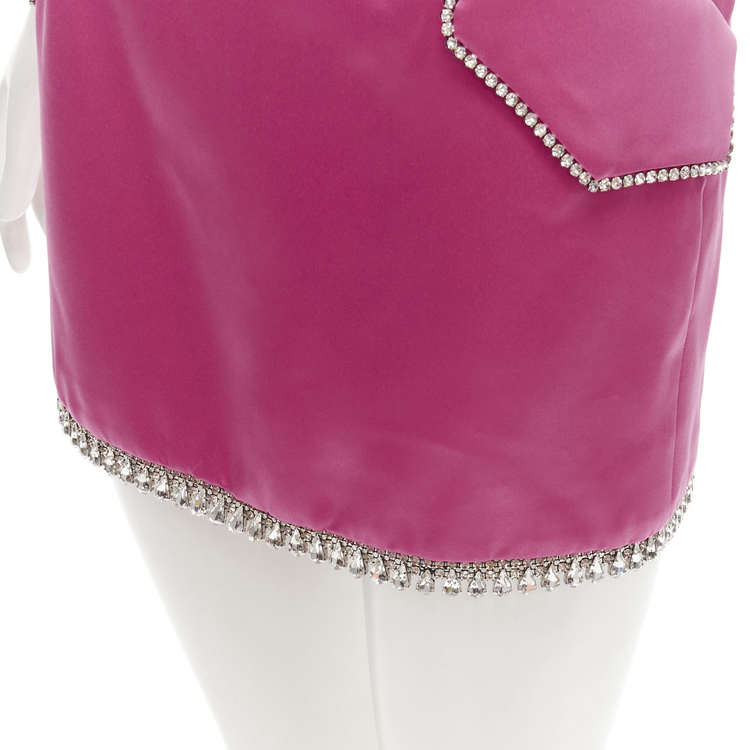 Other GIUSEPPE DI MORABITO pink satin bling crystal rhinestone mini skirt IT38 XS Size 26" / US 2 / IT 38 - 2 Thumbnail