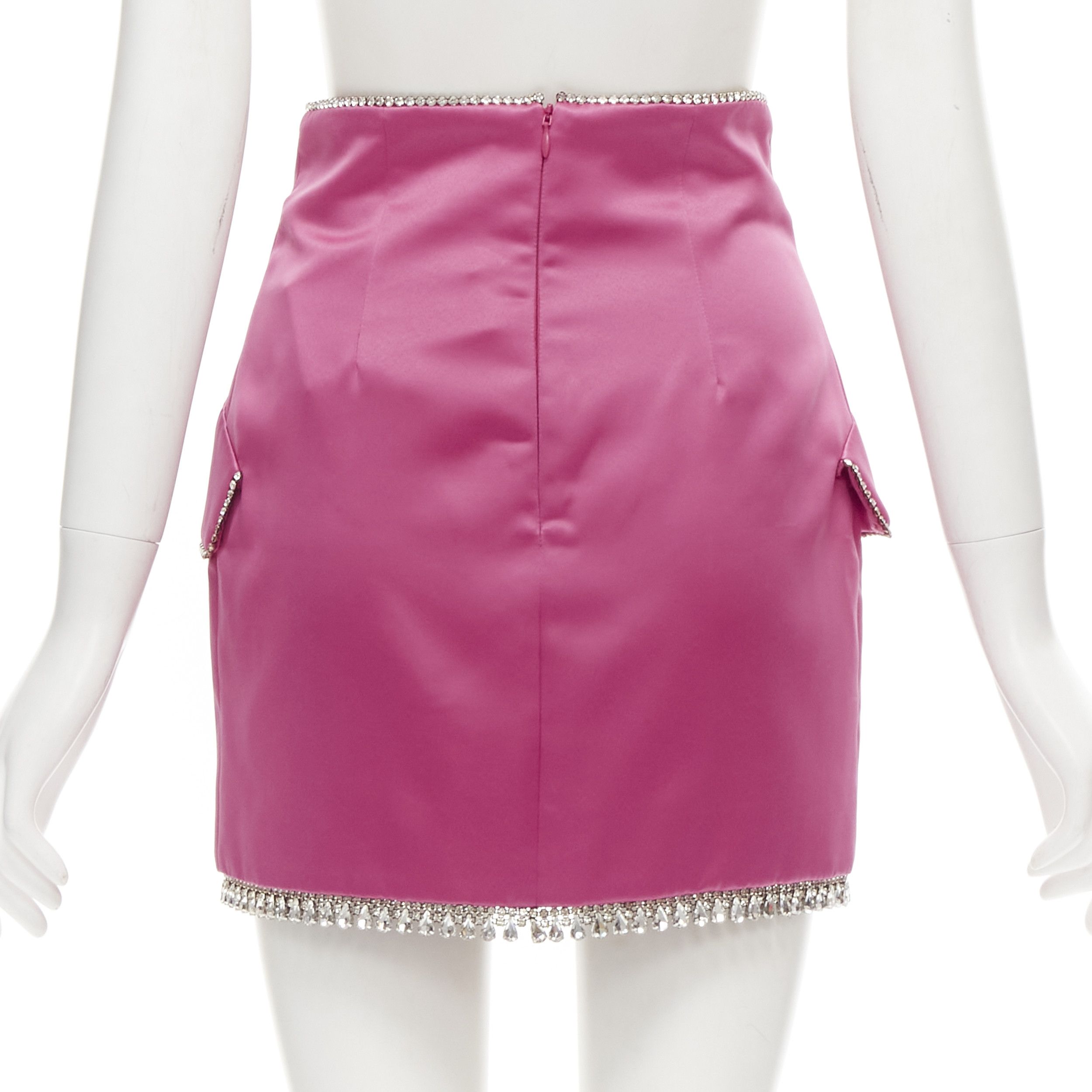 Other GIUSEPPE DI MORABITO pink satin bling crystal rhinestone mini skirt IT38 XS Size 26" / US 2 / IT 38 - 5 Thumbnail