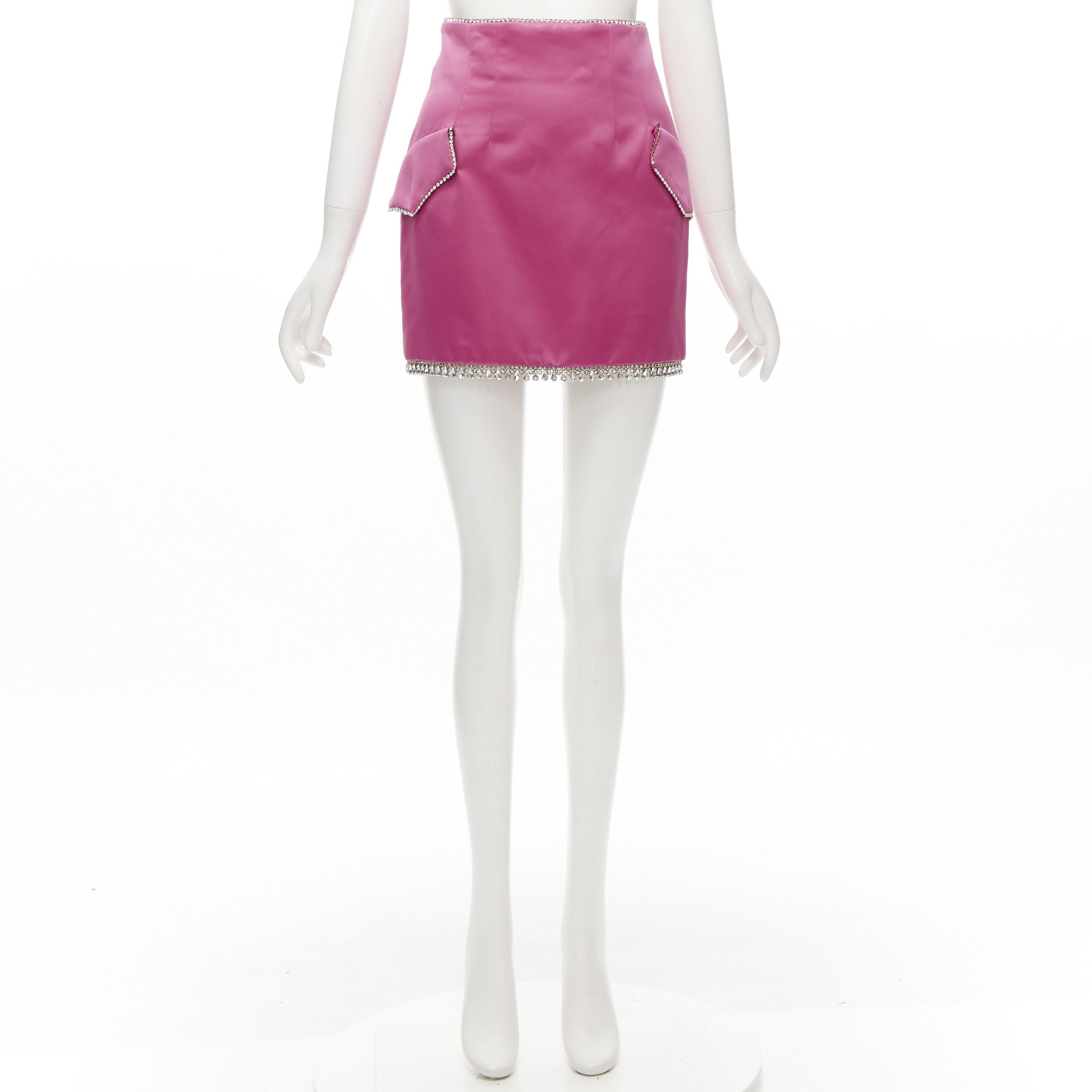 Other GIUSEPPE DI MORABITO pink satin bling crystal rhinestone mini skirt IT38 XS Size 26" / US 2 / IT 38 - 9 Thumbnail