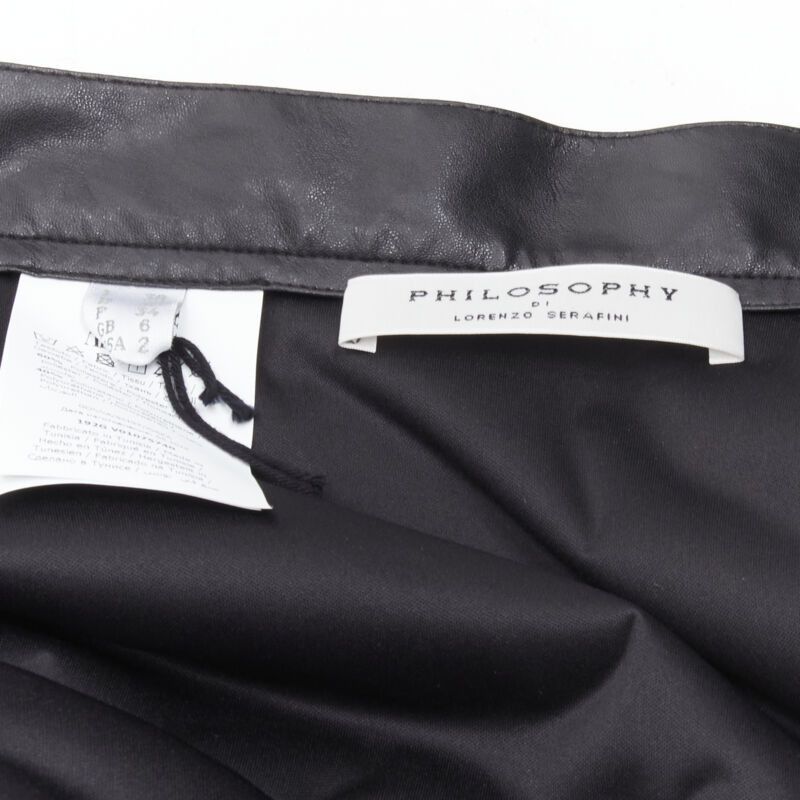 Philosophy di Lorenzo Serafini PHILOSOPHY DI LORENZO SERAFINI black faux leather asymmetric tier skirt IT38 XS Size 26" / US 2 / IT 38 - 8 Thumbnail