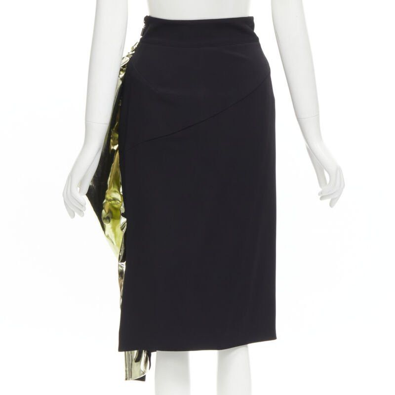 Maticevski MATICEVSKI Alkali gold foil pleated 3D drape high waisted midi skirt AUS10 S Size 28" / US 6 / IT 42 - 5 Thumbnail
