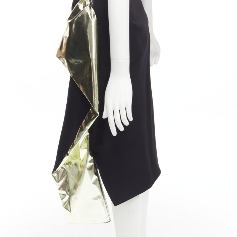 Maticevski MATICEVSKI Alkali gold foil pleated 3D drape high waisted midi skirt AUS10 S Size 28" / US 6 / IT 42 - 8 Thumbnail