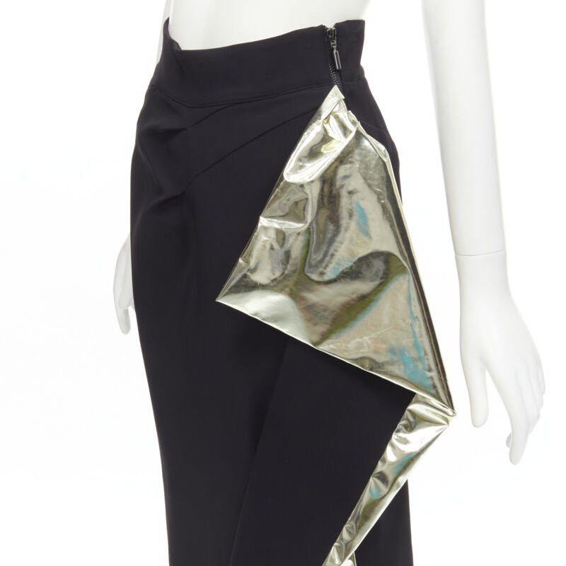 Maticevski MATICEVSKI Alkali gold foil pleated 3D drape high waisted midi skirt AUS10 S Size 28" / US 6 / IT 42 - 7 Thumbnail