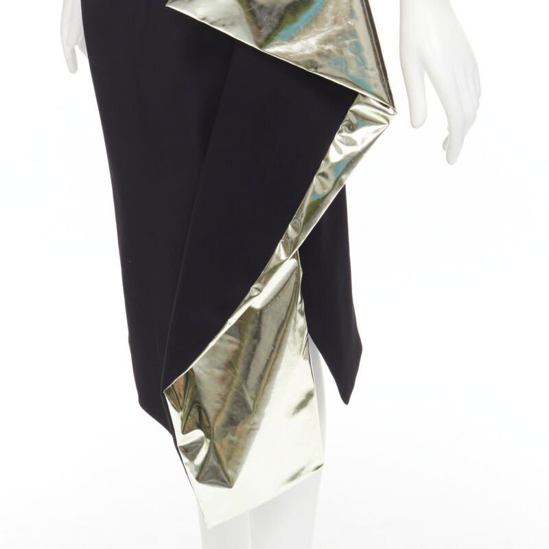 Maticevski MATICEVSKI Alkali gold foil pleated 3D drape high waisted midi skirt AUS10 S Size 28" / US 6 / IT 42 - 2 Thumbnail