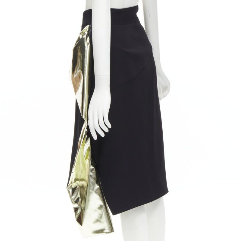 Maticevski MATICEVSKI Alkali gold foil pleated 3D drape high waisted midi skirt AUS10 S Size 28" / US 6 / IT 42 - 6 Thumbnail