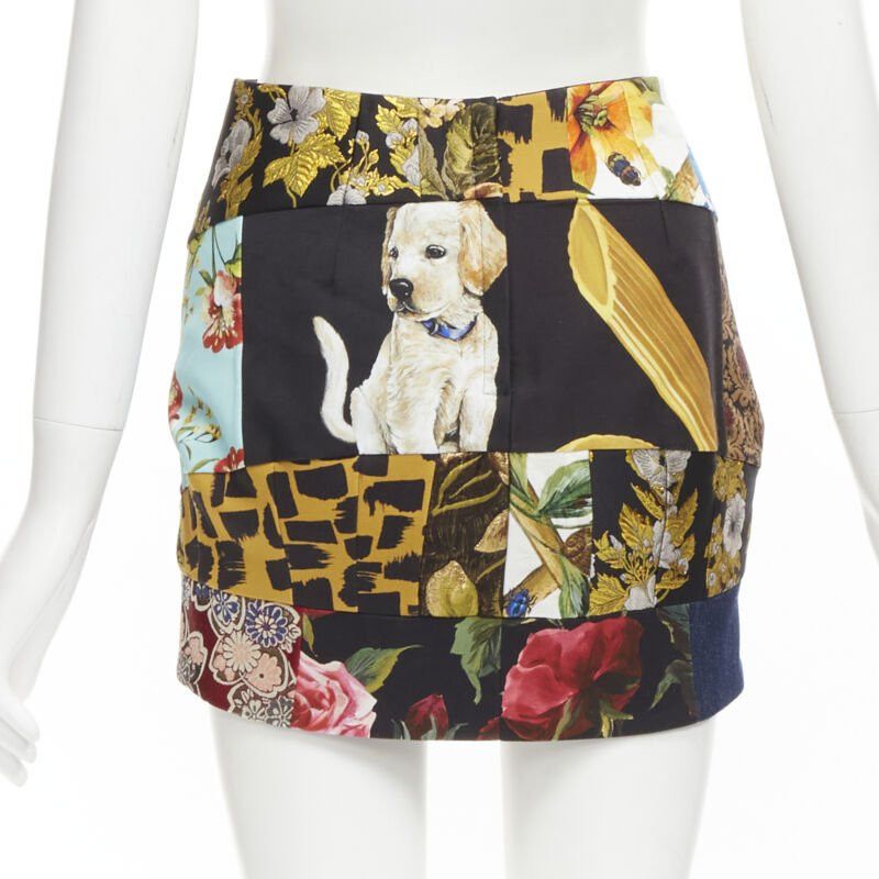 Dolce & Gabbana DOLCE GABBANA black colorful dog patchwork jewel embellished mini skirt IT36 XS Size 25" / US 0 / IT 36 - 5 Thumbnail