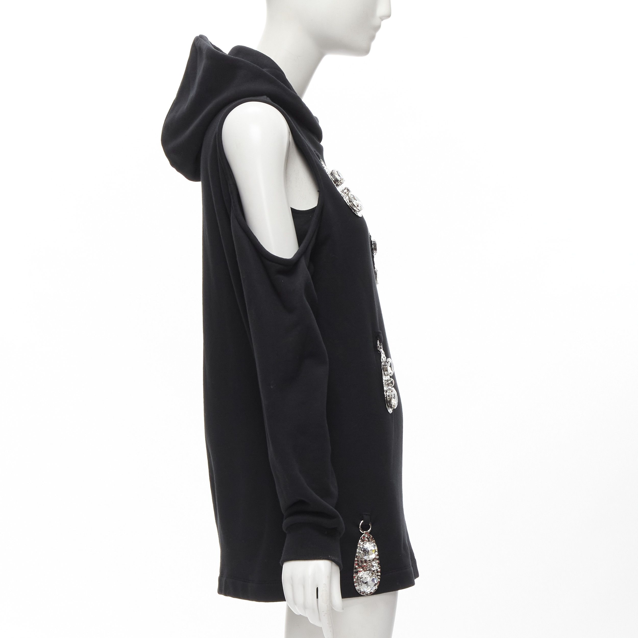 Area AREA crystal hammered pendant black cold shoulder hoodie XS Size XS / US 0-2 / IT 36-38 - 4 Thumbnail