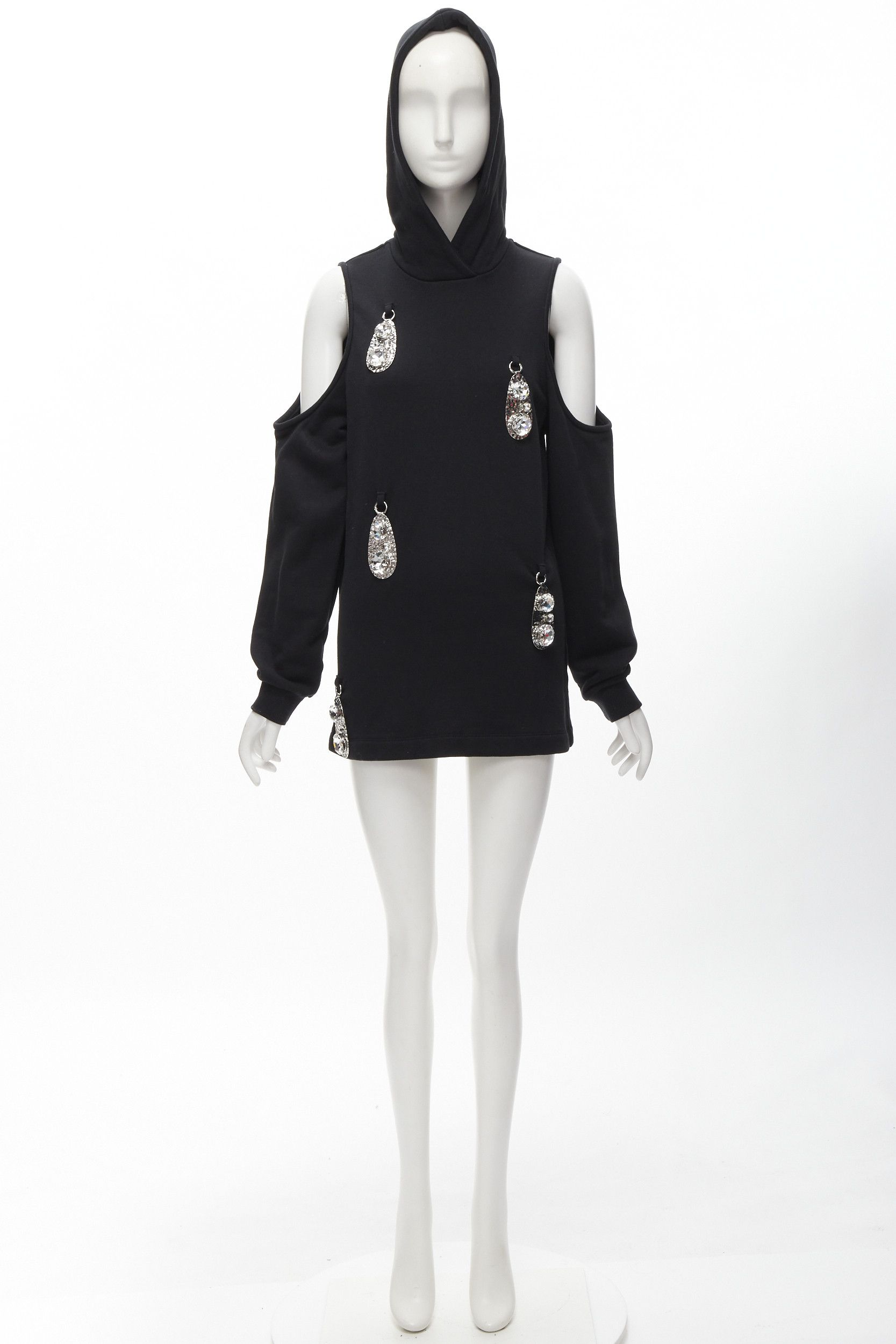 Area AREA crystal hammered pendant black cold shoulder hoodie XS Size XS / US 0-2 / IT 36-38 - 10 Thumbnail
