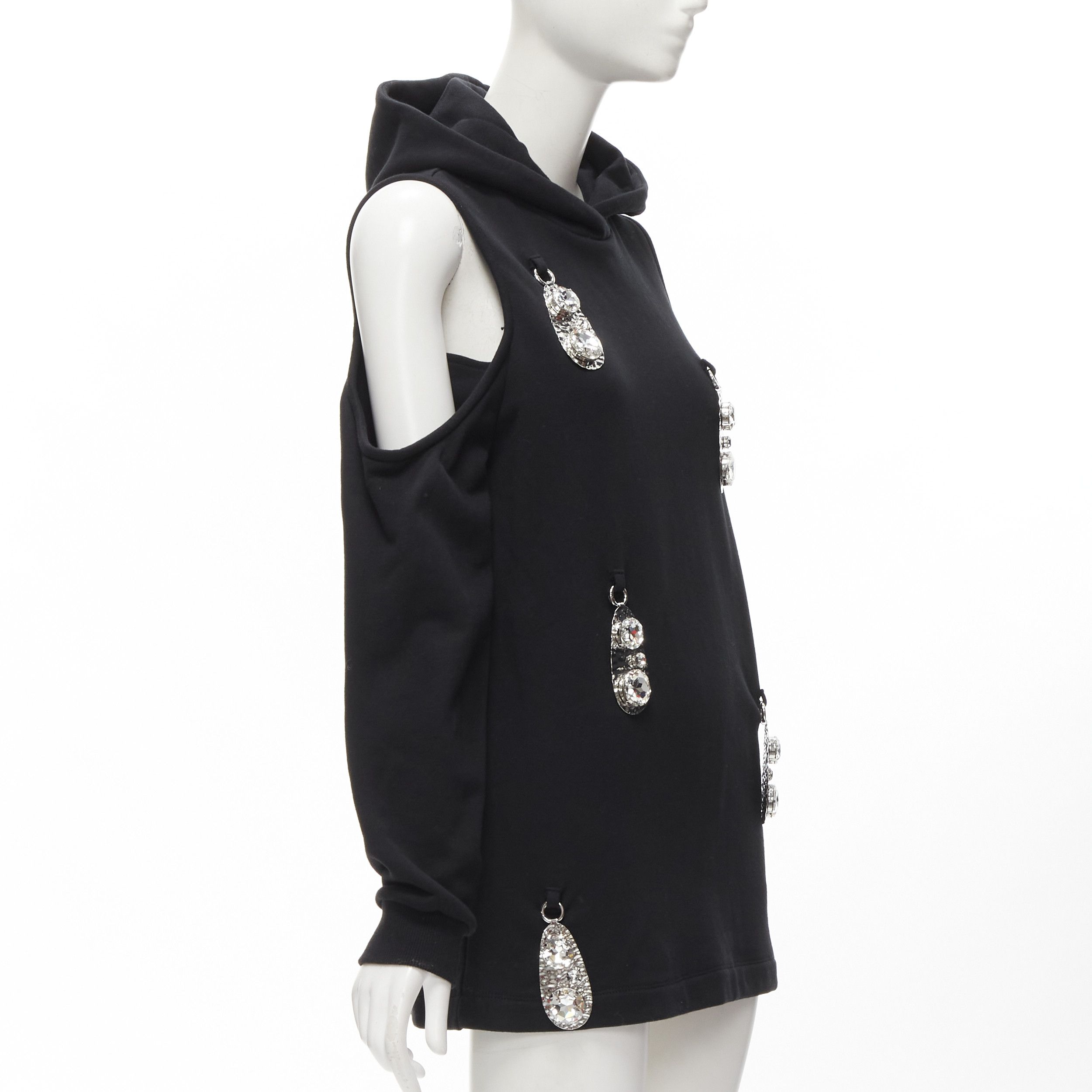 Area AREA crystal hammered pendant black cold shoulder hoodie XS Size XS / US 0-2 / IT 36-38 - 3 Thumbnail
