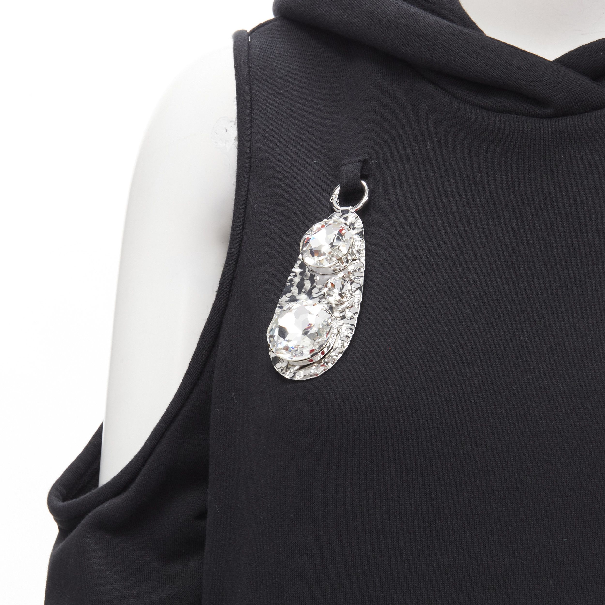 Area AREA crystal hammered pendant black cold shoulder hoodie XS Size XS / US 0-2 / IT 36-38 - 2 Thumbnail