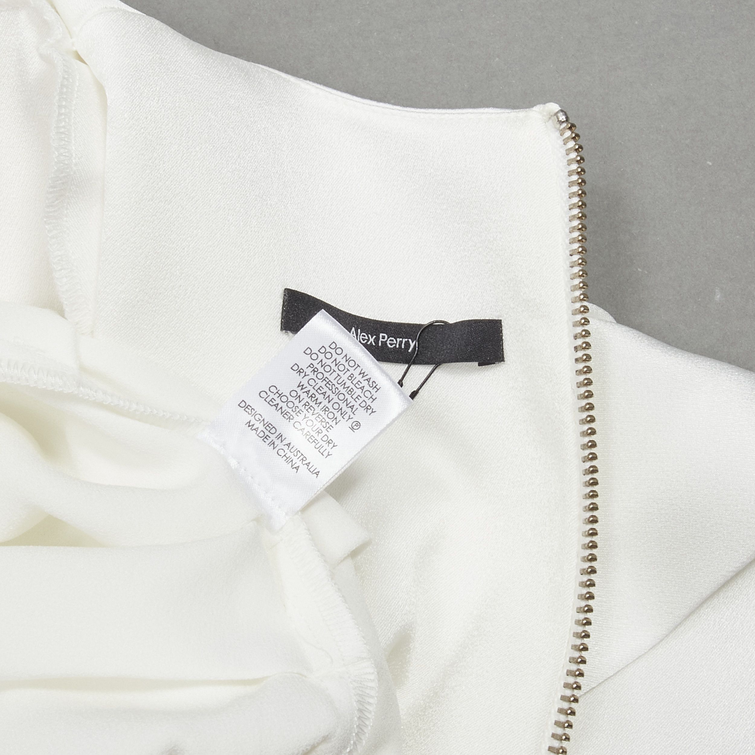 Alex Perry ALEX PERRY Blaze white ruched satin back zip mini cocktail dress UK6 XS Size XS / US 0-2 / IT 36-38 - 10 Thumbnail