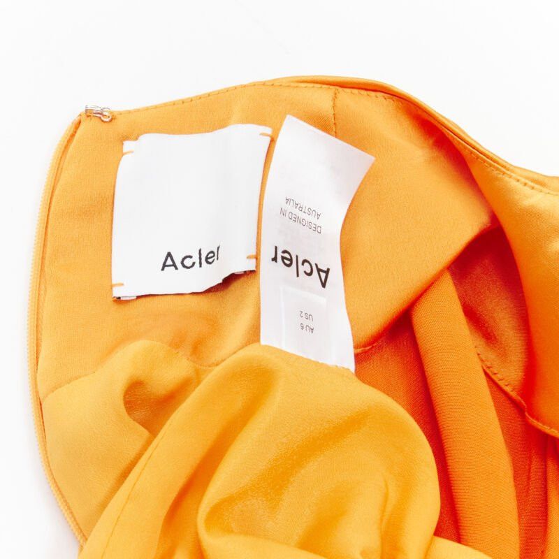 Acler ACLER bright orange silky keyhole draped raglan puff sleeves mini dress US2 XS Size S / US 4 / IT 40 - 9 Thumbnail