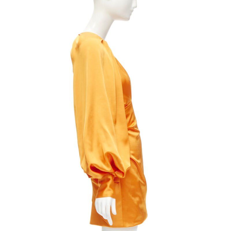Acler ACLER bright orange silky keyhole draped raglan puff sleeves mini dress US2 XS Size S / US 4 / IT 40 - 4 Thumbnail