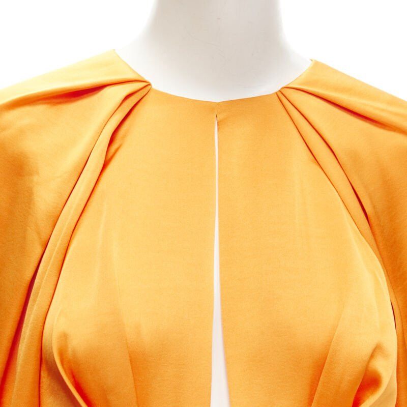 Acler ACLER bright orange silky keyhole draped raglan puff sleeves mini dress US2 XS Size S / US 4 / IT 40 - 7 Thumbnail