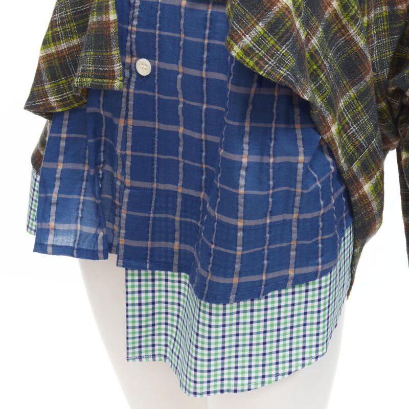 Natasha Zinko NATASHA ZINKO pink logo blue green trio deconstructed grunge plaid shirt FR34 XS Size XS / US 0-2 / IT 36-38 - 9 Thumbnail