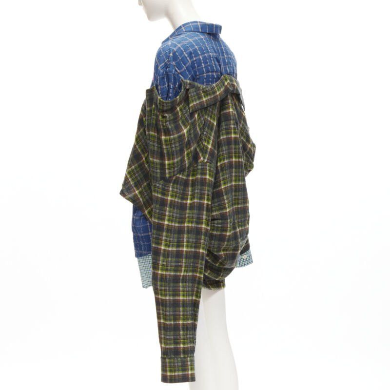 Natasha Zinko NATASHA ZINKO pink logo blue green trio deconstructed grunge plaid shirt FR34 XS Size XS / US 0-2 / IT 36-38 - 6 Thumbnail