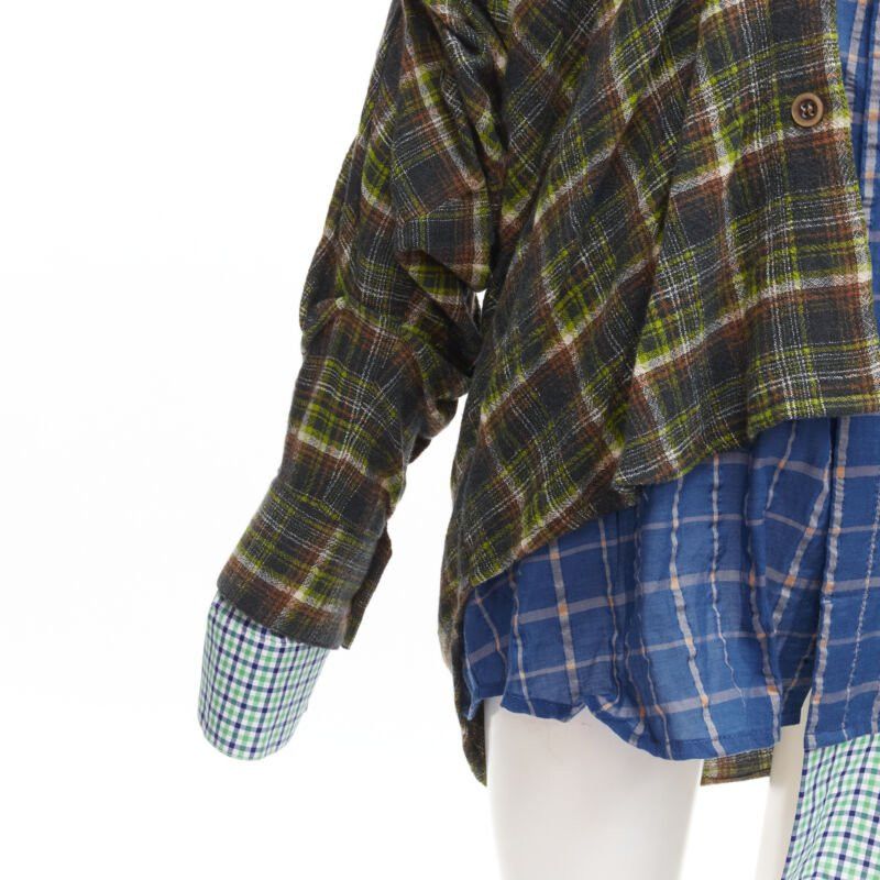 Natasha Zinko NATASHA ZINKO pink logo blue green trio deconstructed grunge plaid shirt FR34 XS Size XS / US 0-2 / IT 36-38 - 7 Thumbnail