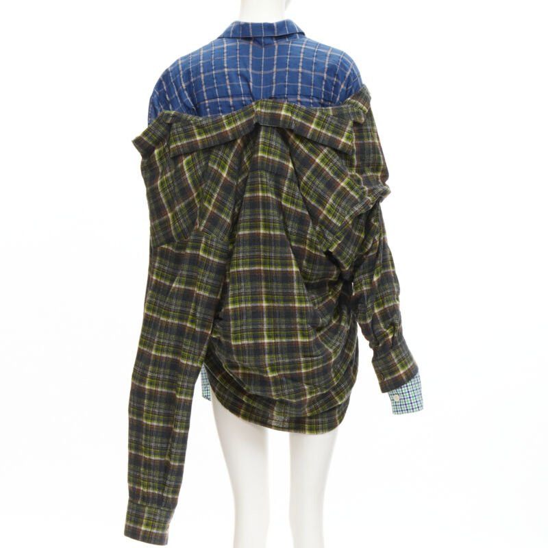 Natasha Zinko NATASHA ZINKO pink logo blue green trio deconstructed grunge plaid shirt FR34 XS Size XS / US 0-2 / IT 36-38 - 5 Thumbnail