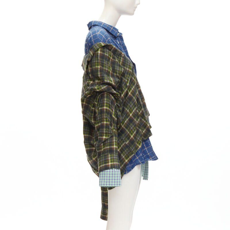 Natasha Zinko NATASHA ZINKO pink logo blue green trio deconstructed grunge plaid shirt FR34 XS Size XS / US 0-2 / IT 36-38 - 4 Thumbnail