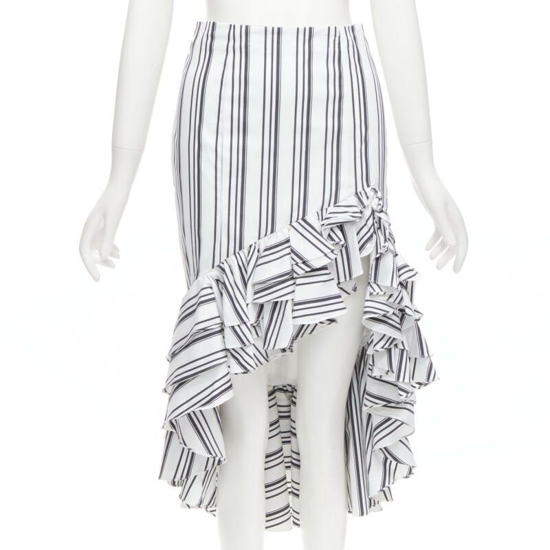 CAROLINE CONSTAS CAROLINE CONSTAS black white ruffled stripes wrap top high low skirt set XS Size XS / US 0-2 / IT 36-38 - 8 Thumbnail