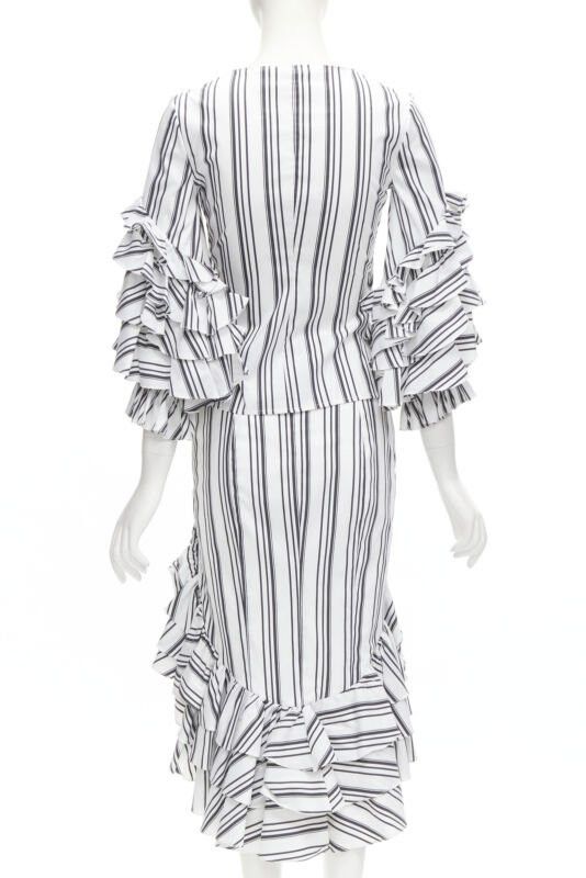 CAROLINE CONSTAS CAROLINE CONSTAS black white ruffled stripes wrap top high low skirt set XS Size XS / US 0-2 / IT 36-38 - 5 Thumbnail