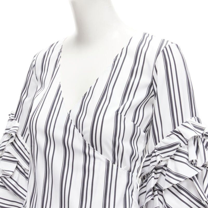 CAROLINE CONSTAS CAROLINE CONSTAS black white ruffled stripes wrap top high low skirt set XS Size XS / US 0-2 / IT 36-38 - 7 Thumbnail