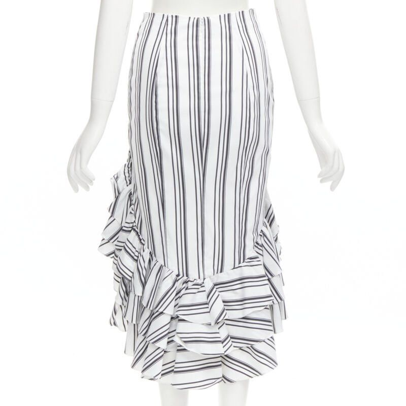 CAROLINE CONSTAS CAROLINE CONSTAS black white ruffled stripes wrap top high low skirt set XS Size XS / US 0-2 / IT 36-38 - 9 Thumbnail