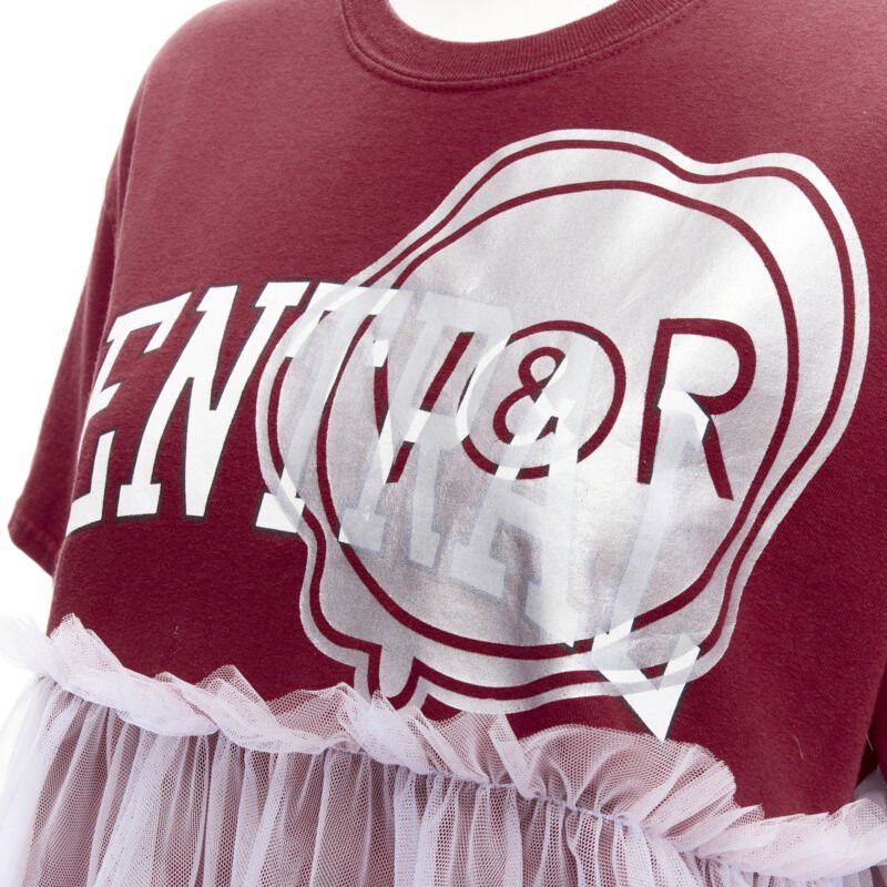 Viktor & Rolf VIKTOR & ROLF Central red lilac tulle varsity logo print deconstructed tshirt S Size S / US 4 / IT 40 - 8 Thumbnail