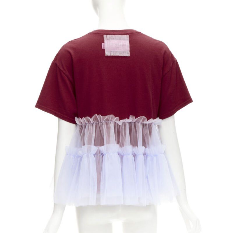 Viktor & Rolf VIKTOR & ROLF Central red lilac tulle varsity logo print deconstructed tshirt S Size S / US 4 / IT 40 - 5 Thumbnail