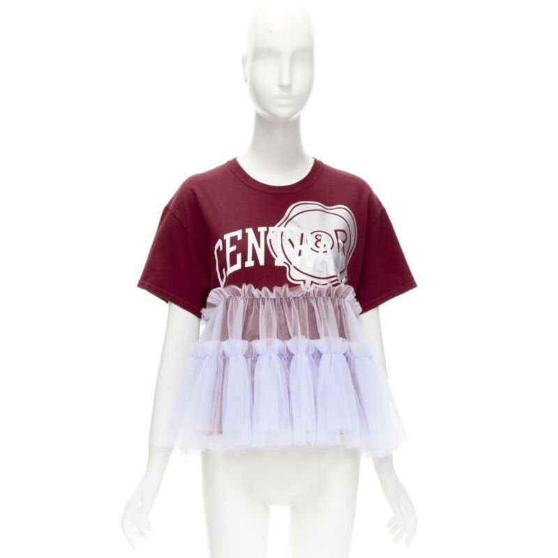 Viktor & Rolf VIKTOR & ROLF Central red lilac tulle varsity logo print deconstructed tshirt S Size S / US 4 / IT 40 - 10 Thumbnail