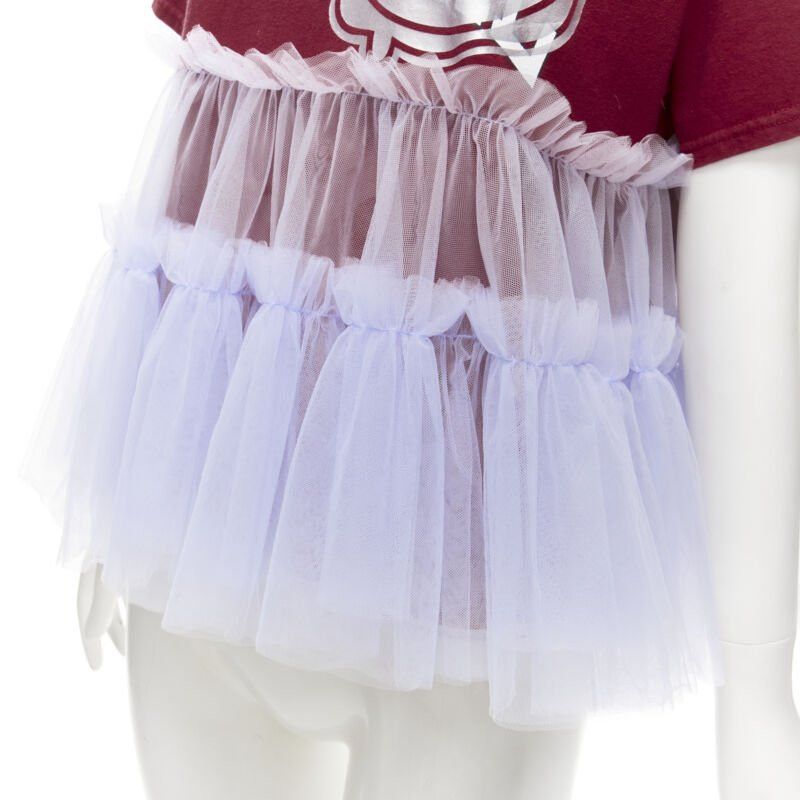 Viktor & Rolf VIKTOR & ROLF Central red lilac tulle varsity logo print deconstructed tshirt S Size S / US 4 / IT 40 - 7 Thumbnail