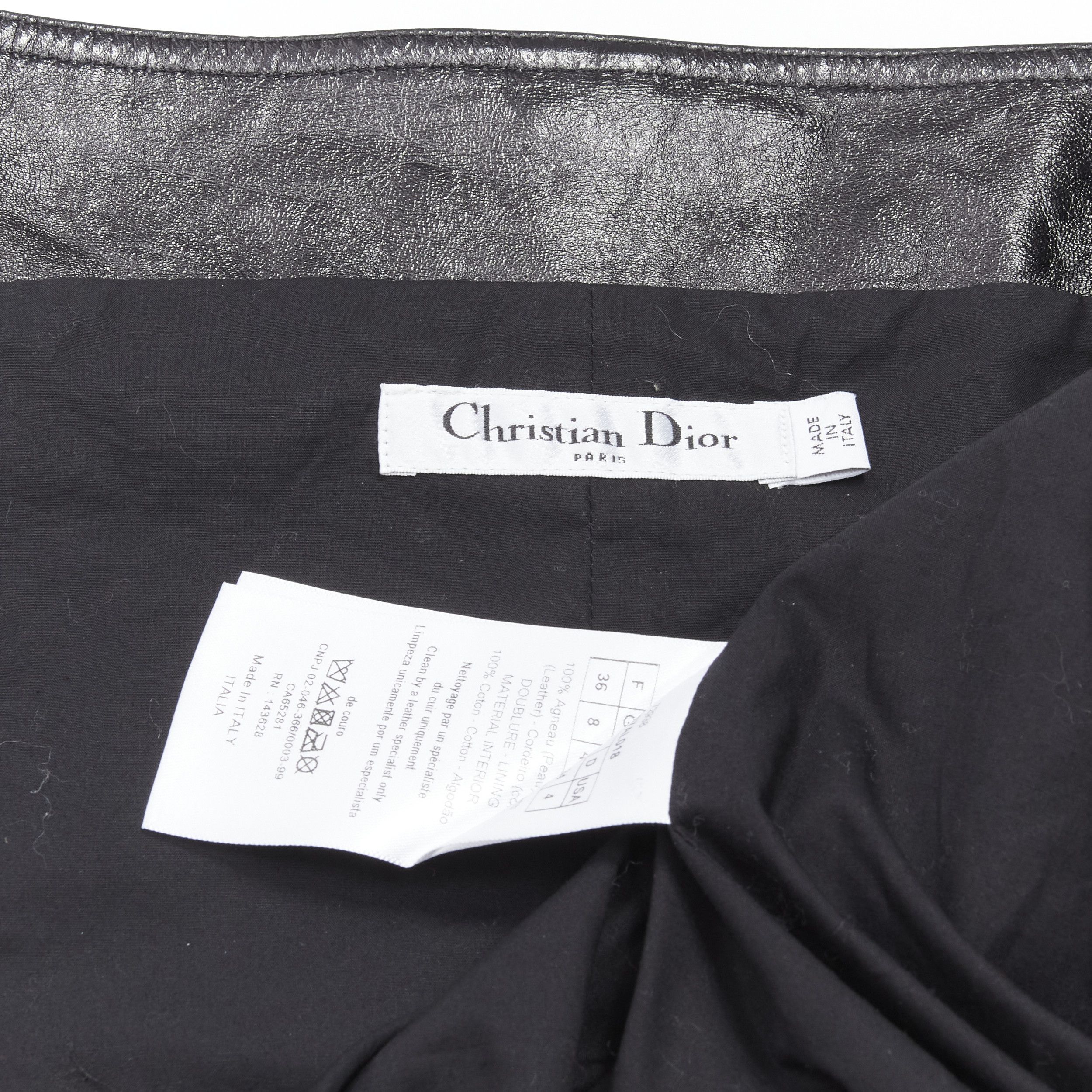 Dior CHRISTIAN DIOR 2022 black crinkled lambskin leather CD logo dungaree mini dress FR36 S Size S / US 4 / IT 40 - 9 Thumbnail