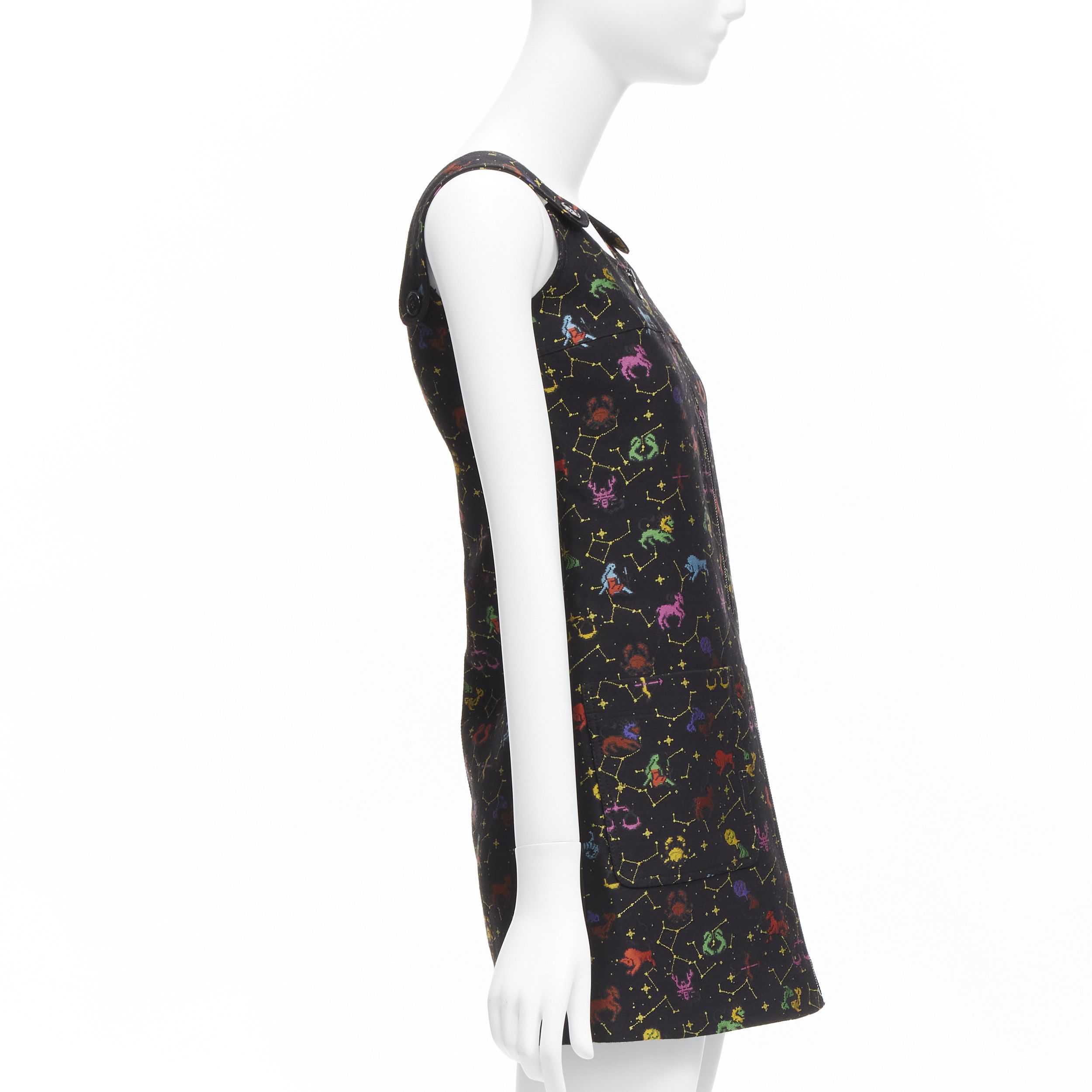 Dior CHRISTIAN DIOR 2022 Pixel Zodiac black astrology jacquard zip front mini dress FR34 XS Size XS / US 0-2 / IT 36-38 - 4 Thumbnail