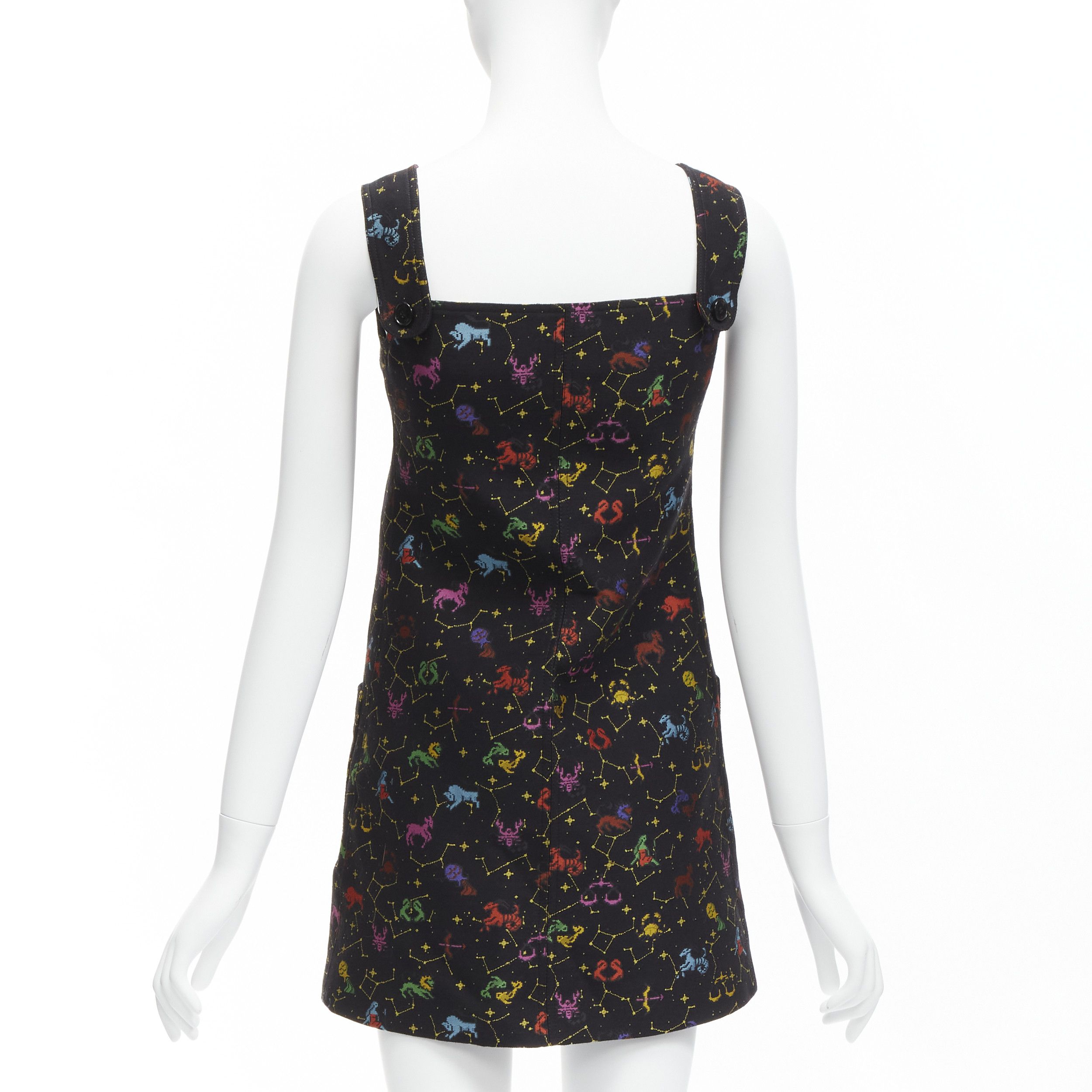 Dior CHRISTIAN DIOR 2022 Pixel Zodiac black astrology jacquard zip front mini dress FR34 XS Size XS / US 0-2 / IT 36-38 - 5 Thumbnail