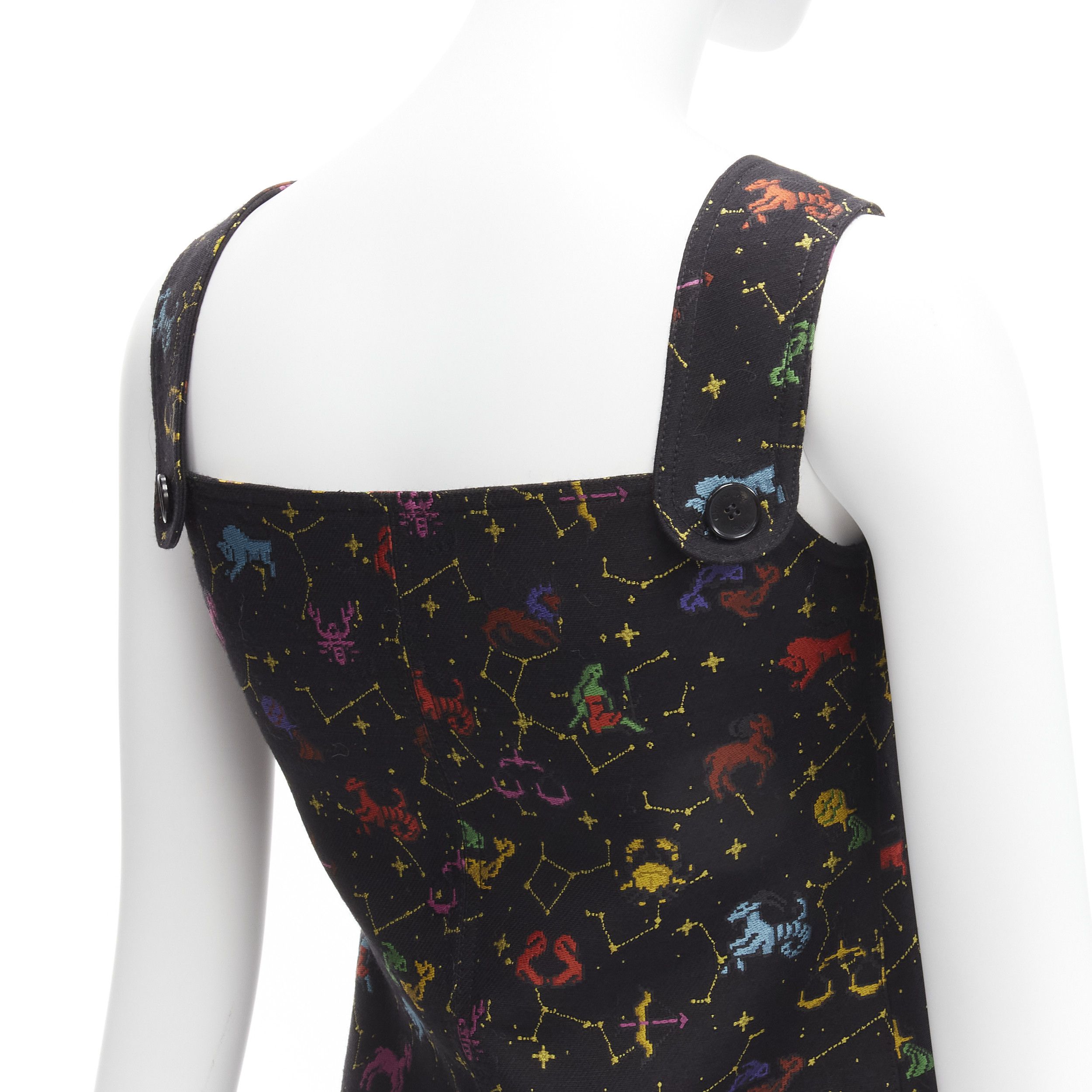 Dior CHRISTIAN DIOR 2022 Pixel Zodiac black astrology jacquard zip front mini dress FR34 XS Size XS / US 0-2 / IT 36-38 - 8 Thumbnail
