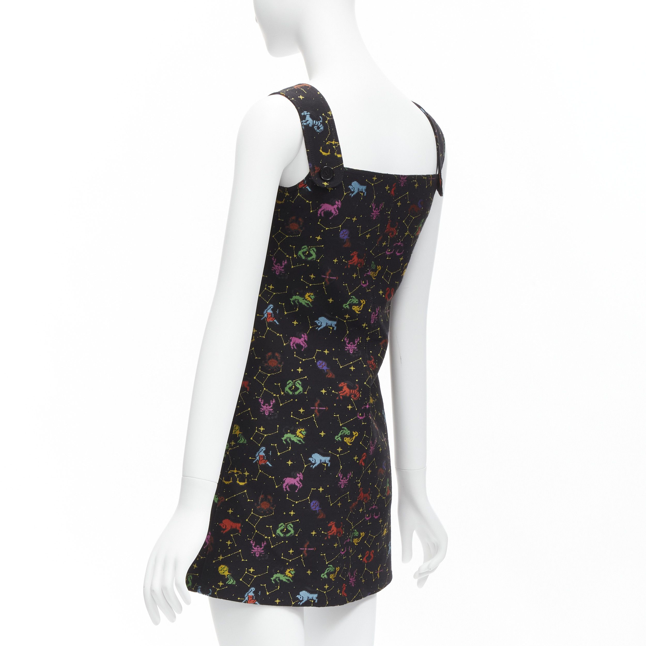 Dior CHRISTIAN DIOR 2022 Pixel Zodiac black astrology jacquard zip front mini dress FR34 XS Size XS / US 0-2 / IT 36-38 - 6 Thumbnail